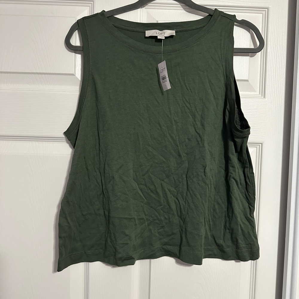 LOFT Green Boxy Muscle Tee Relaxed Fit